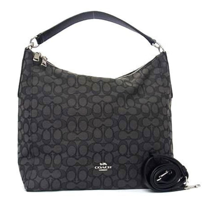 Coach Signature Shoulder Bag F58327 Gray Black Canvas Leather