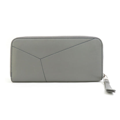 Loewe Puzzle Leather Round Long Wallet In Gray