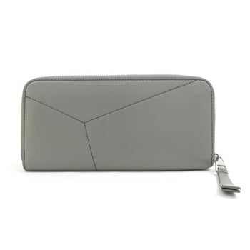 Loewe Puzzle Leather Round Long Wallet In Gray