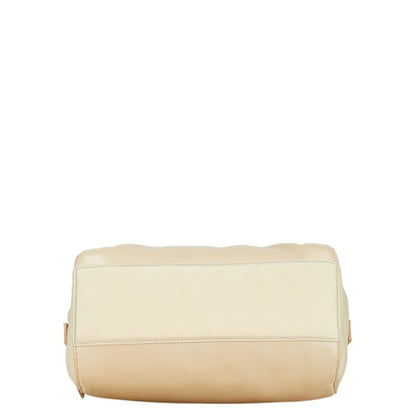 Prada Chain Shoulder Bag B4590 Beige Lino Leather Nylon