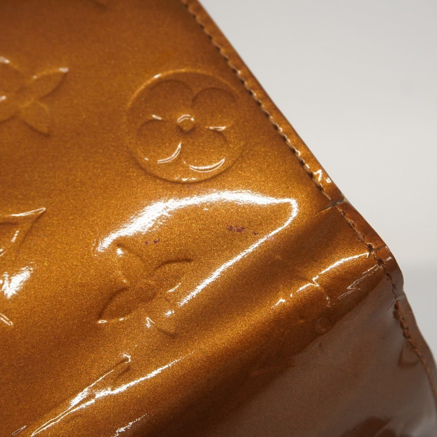 Louis Vuitton Vernis Porte Monnaie Carte Credit Tri-Fold Wallet M91170 Bronze