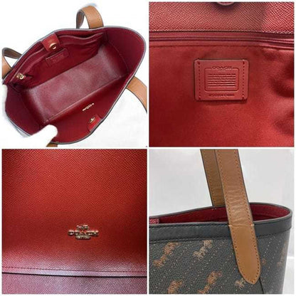 Coach Tote Bag Black Brown Red Horse
