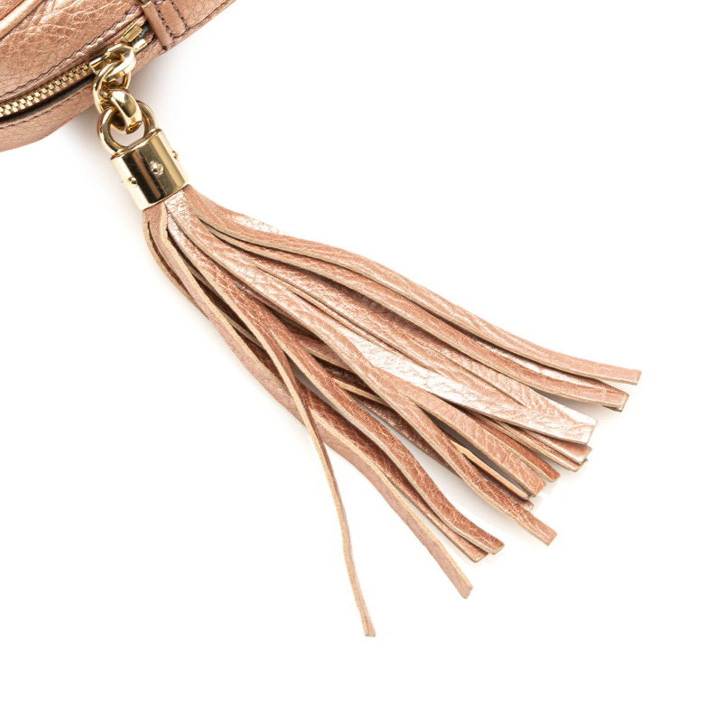 Gucci Soho Interlocking G Tassel Chain Shoulder Bag 308983 Pink Gold Leather