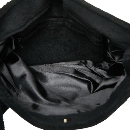 Chanel Coco Mark Novelty Crossbody Shoulder Bag In Black And White With Pile