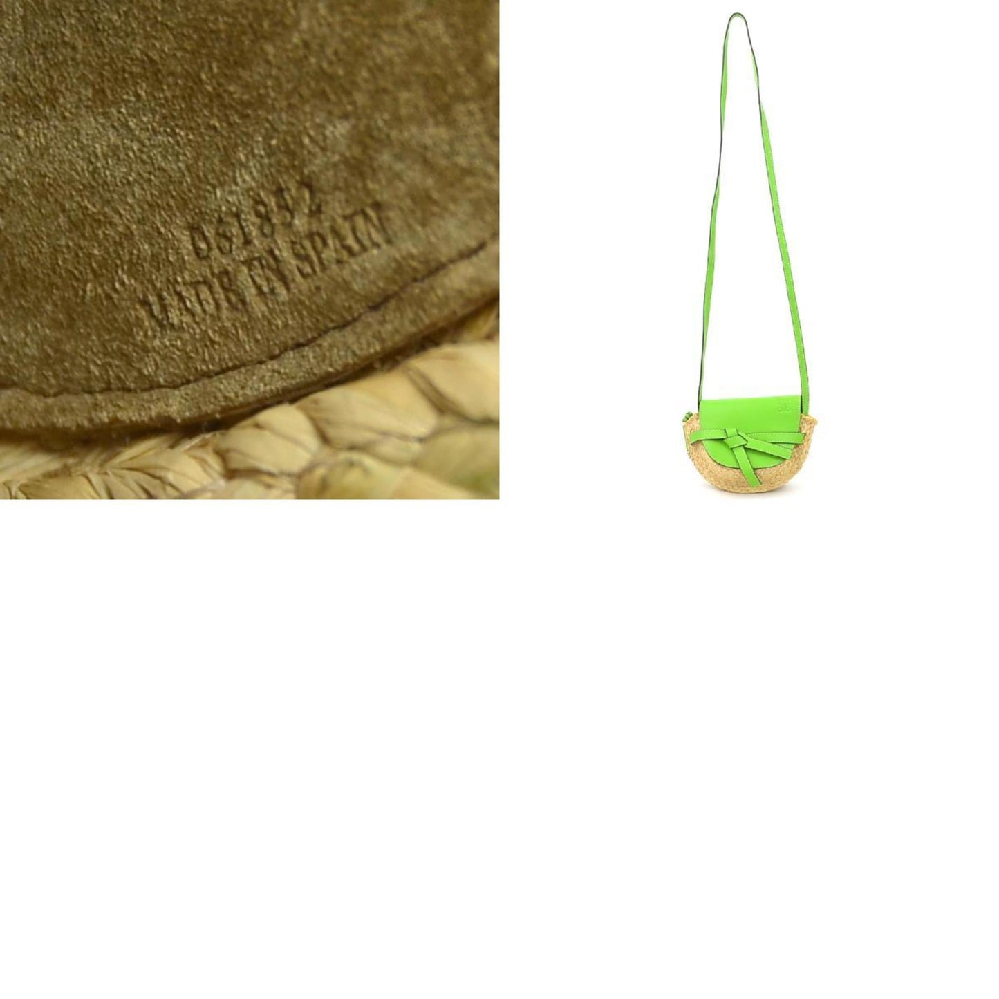 Loewe Shoulder Bag Mini Gate Raffia Leather Natural Light Green