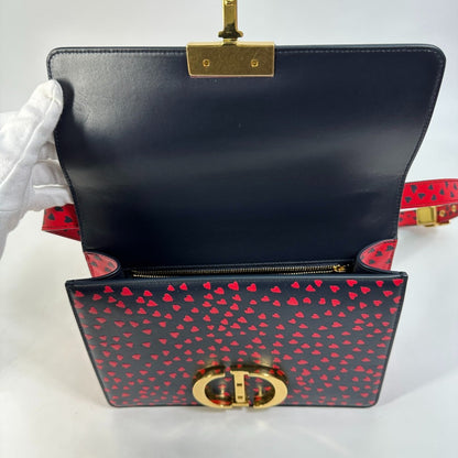 Christian Christian Dior Heart Logo Crossbody Shoulder Bag Black Red