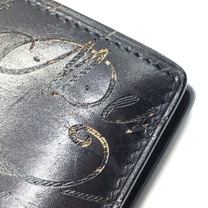 Berlutti Calligraphy Long Wallet Leather Accessory Long Wallet Folded Wallet Purple Dark Purple