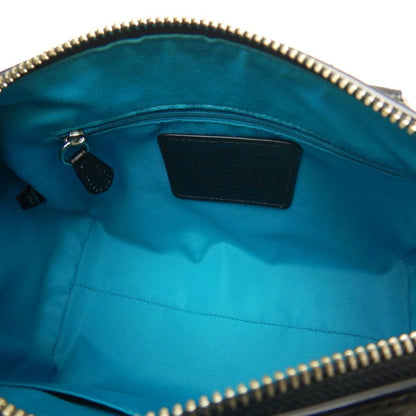 Coach Varsity Mini Bennett Satchel Signature Stripe F38401 Handbag In Black And Turquoise Leather