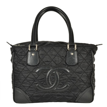 Chanel Paris New York Line Tote Bag Nylon Leather A33100 Black Coco Mark