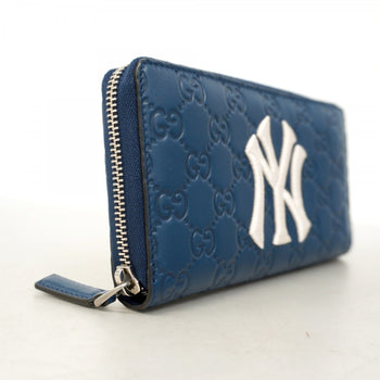 Gucci Long Wallet Guccissima New York Yankees 547791 Leather Navy