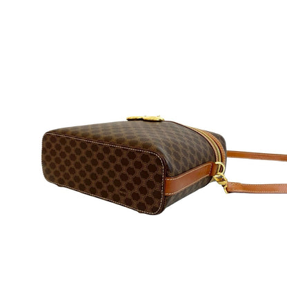 Celine Macadam Blason Triomphe Pattern Circle Logo Leather 2-Way Handbag/Shoulder Bag Brown 56170