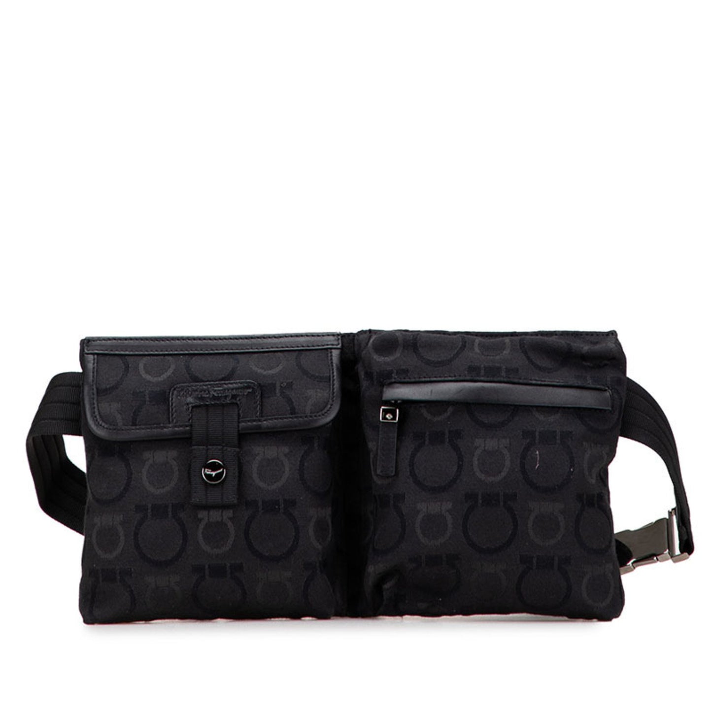 Salvatore Ferragamo Gancini Body Bag In Black Canvas