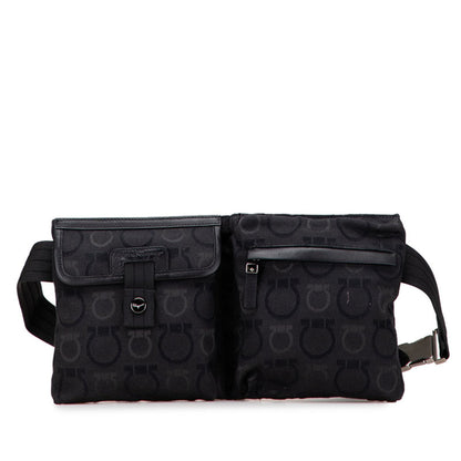 Salvatore Ferragamo Gancini Body Bag In Black Canvas