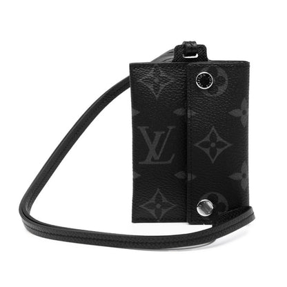 Louis Vuitton Monogram Eclipse Porte Carte On-Strap Business Card Case M83155 Black Leather