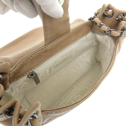 Chanel Wild Stitch Coco Mark Chain Shoulder Bag Lambskin Beige 0157Chanel