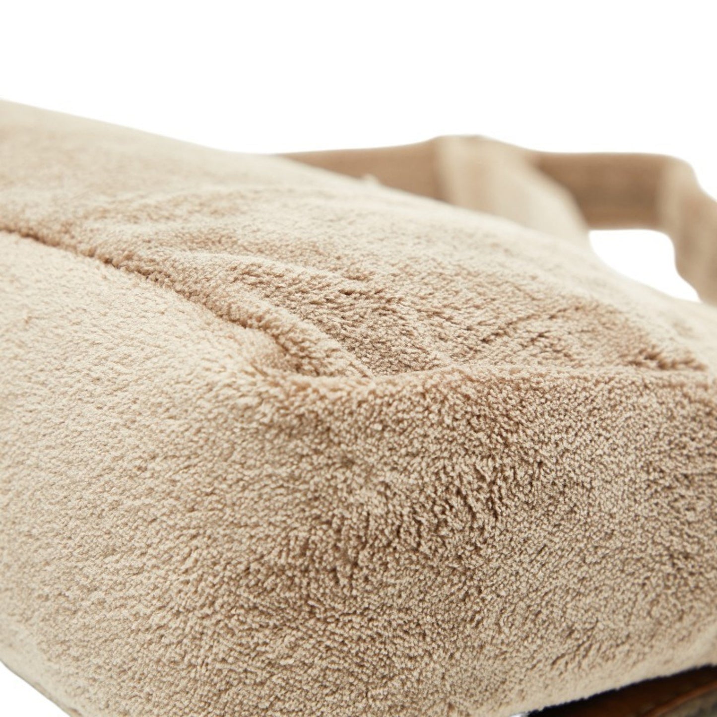 Chanel Coco Mark Novelty Crossbody Shoulder Bag In Beige And White With Pile