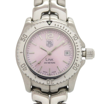 Tag Heuer Link Date Wt141M Stainless Steel Pink Shell Silver Quartz Watch 1582 Heuer