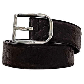 Gucci Belt Ec-23096 Brown Micro Stripe 449716 103Cm Leather 214351 Gucci Gg Buckle Line Wide