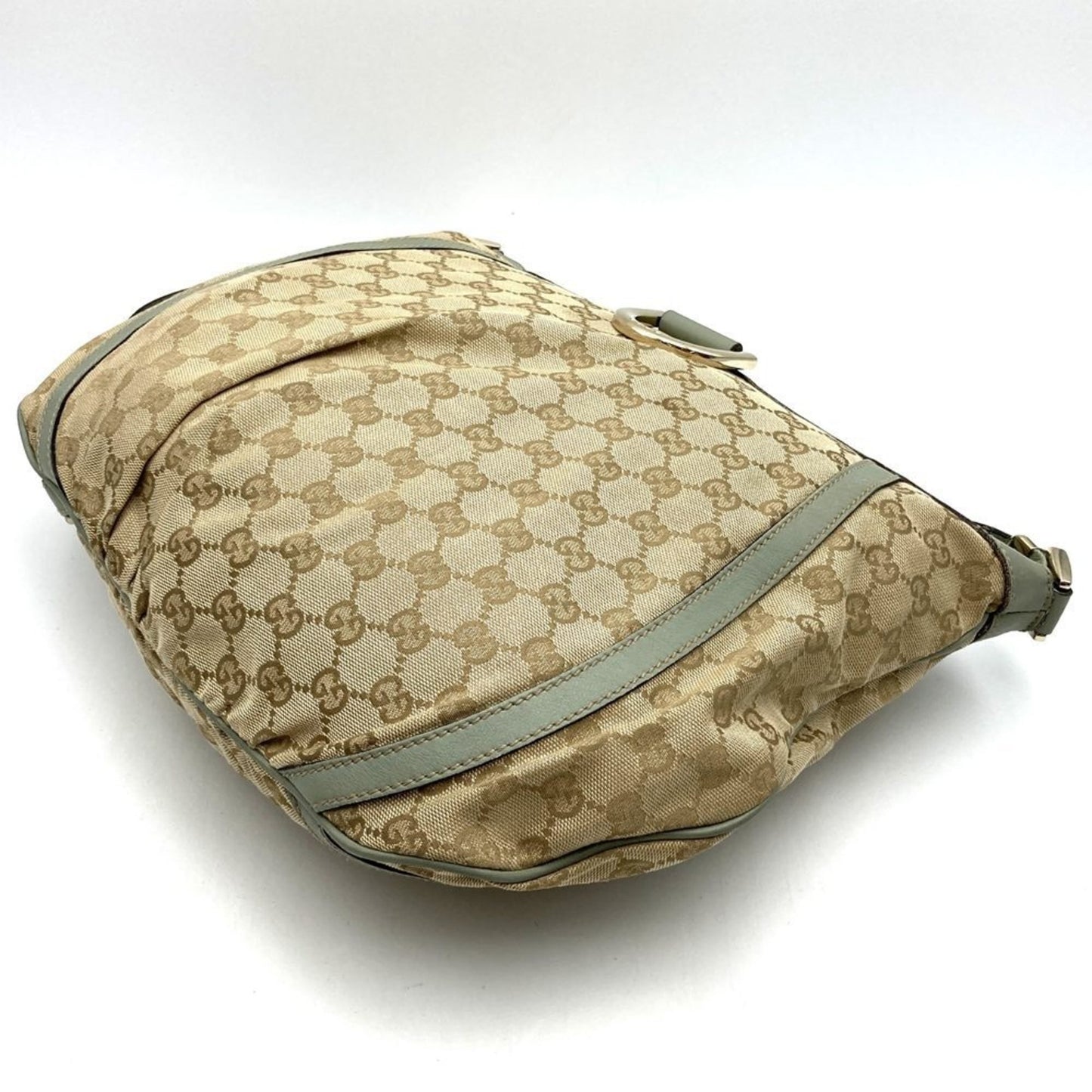 Gucci 204940 Shoulder Bag Gg Canvas Leather Abby Beige Green