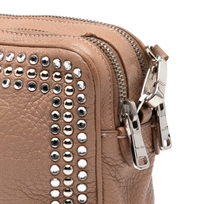 Miu Miu Miu Ribbon Motif Shoulder Bag In Pink Beige Leather