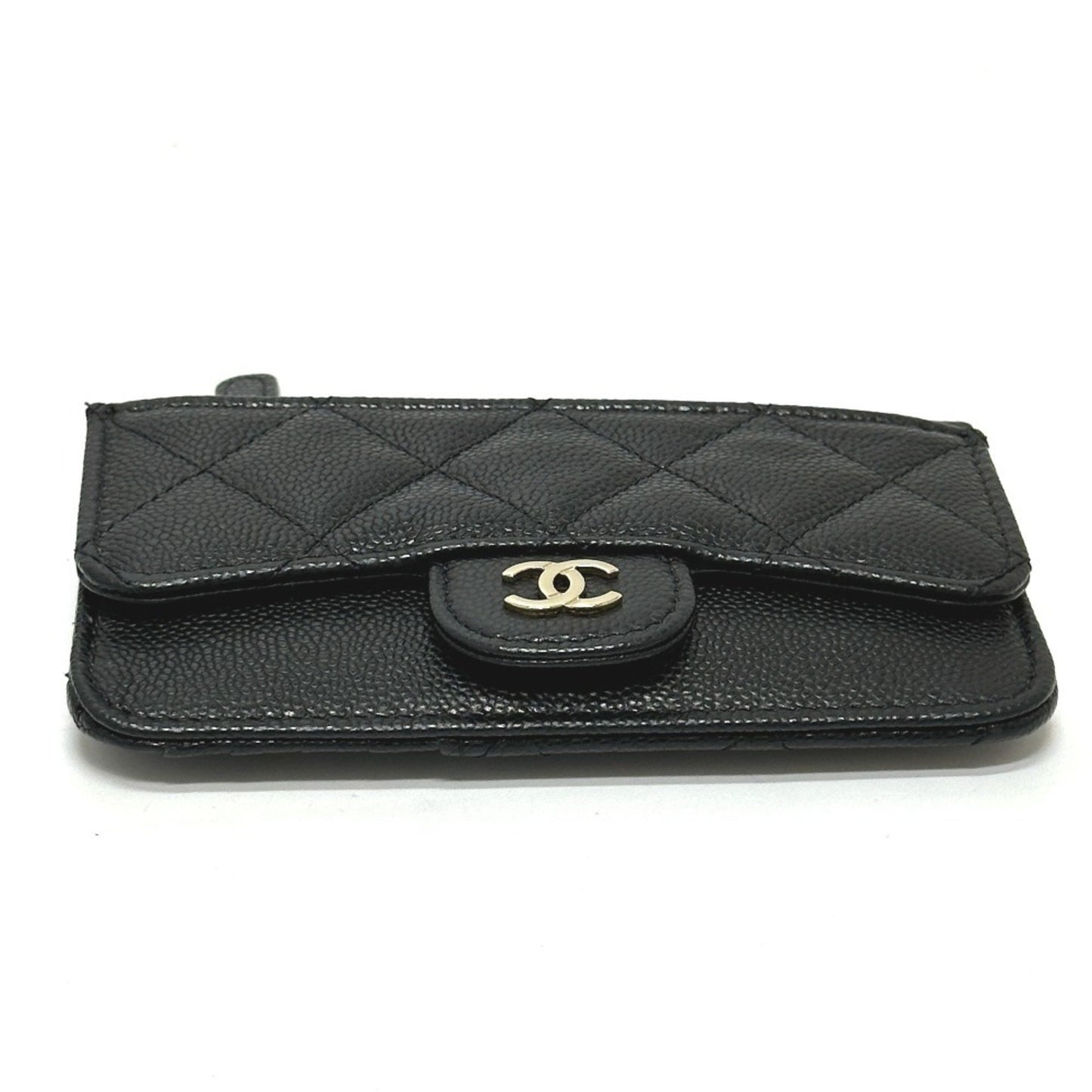 Chanel Ap2570 Coco Mark Matelasse Classic Zip Business Card Holder/Card Case Wallet/Coin Caviar Skin