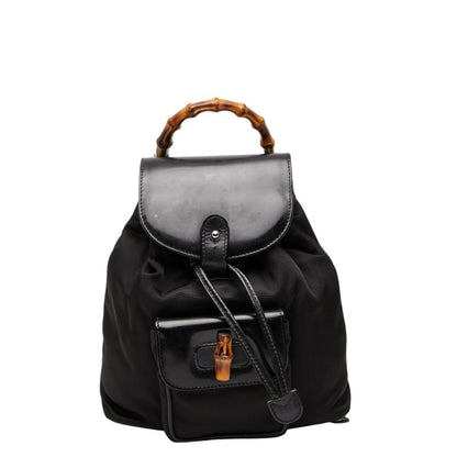 Gucci Bamboo Mini Backpack 003.1998.0030 Black Nylon Leather