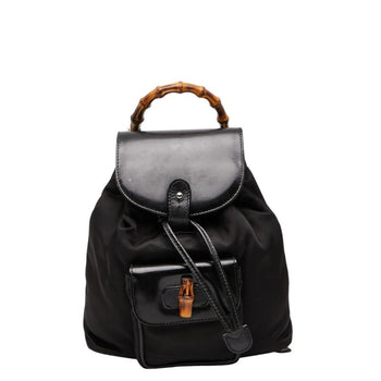 Gucci Bamboo Mini Backpack 003.1998.0030 Black Nylon Leather
