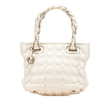Salvatore Ferragamo Gancini Handbag Au-21 B380 White Leather