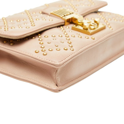 Christian Dior Dior Cannage Stud Chain Wallet Shoulder Bag In Pink Leather