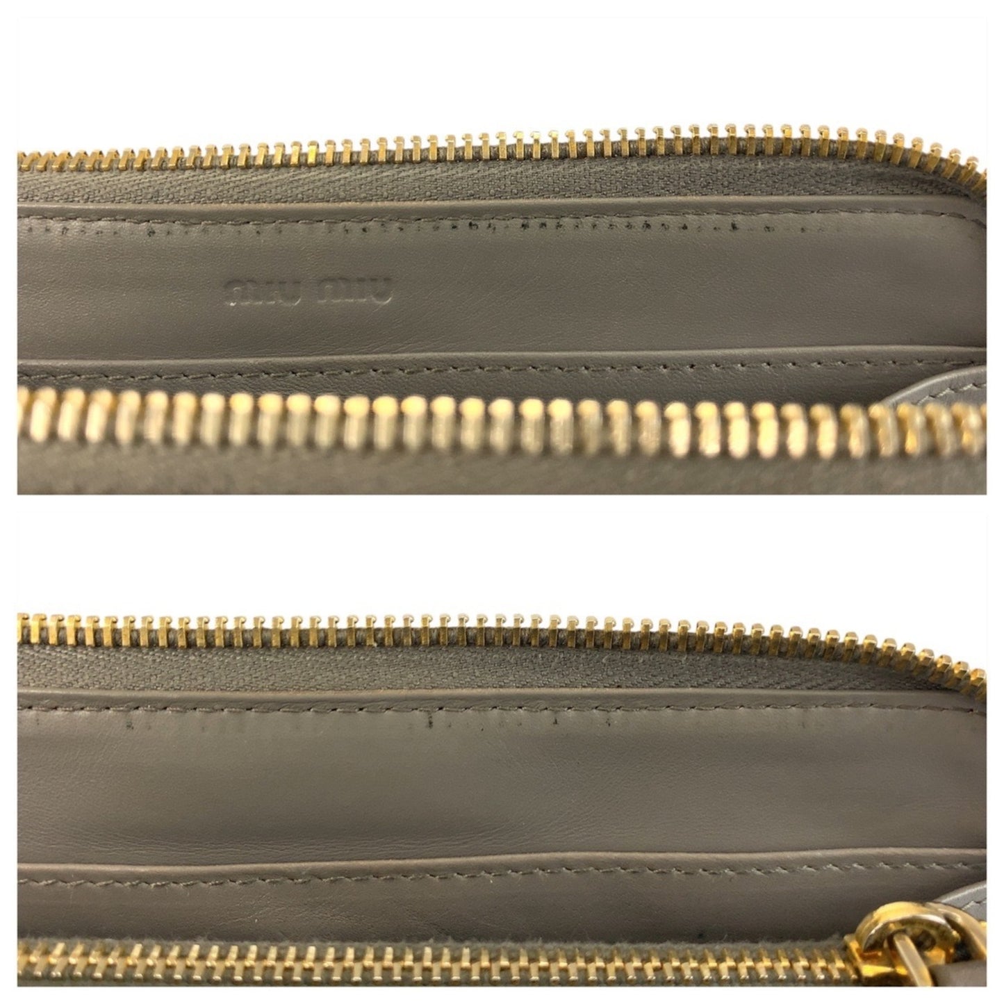 Miumiu Miu Embossed Gray Leather Long Wallet