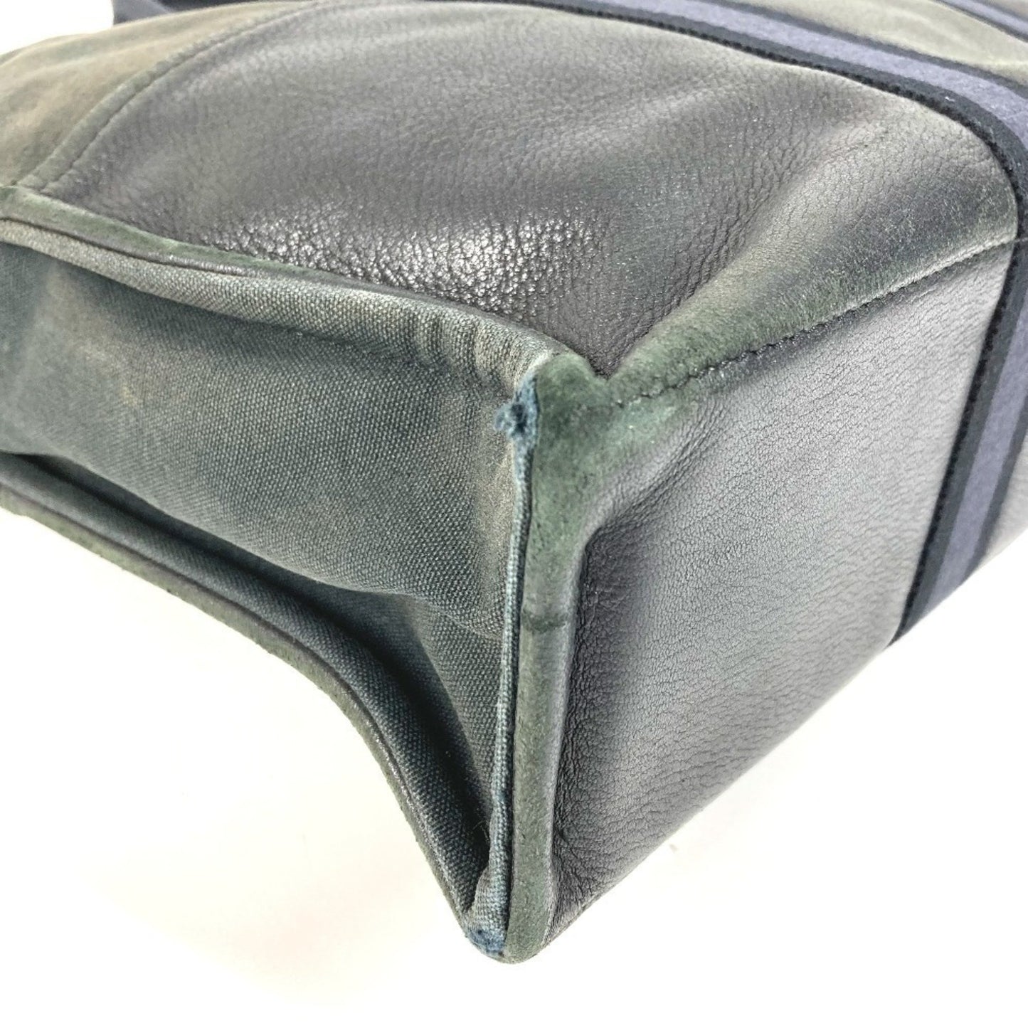 Hermes Herms Half Leather Foule Mm Tote Bag Handbag Canvas