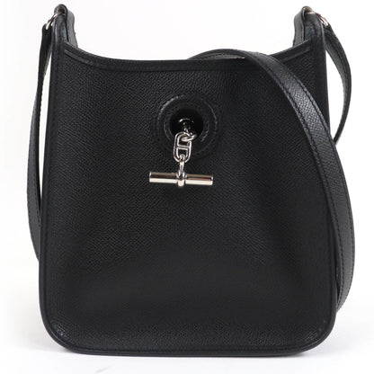 Hermes Vespa Tpm Shoulder Bag In Black With Epsom Leather And Silver Hardware