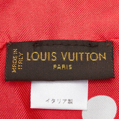 Louis Vuitton Leopard Dot Scarf Muffler Snood M74607 Red Navy Silk