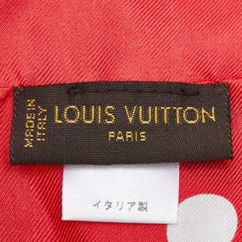 Louis Vuitton Leopard Dot Scarf Muffler Snood M74607 Red Navy Silk