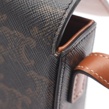 Celine Claude Triomphe Shoulder Bag In Coated Canvas And Leather