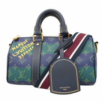 Louis Vuitton Monogram Heritage Keepall Bandouliere 25 Handbag M25786 Blue Stripe 2-Way Bag