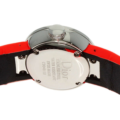 Christian Dior Cd040110 La Mini D Deux Diamond Watch In Stainless Steel/Leather