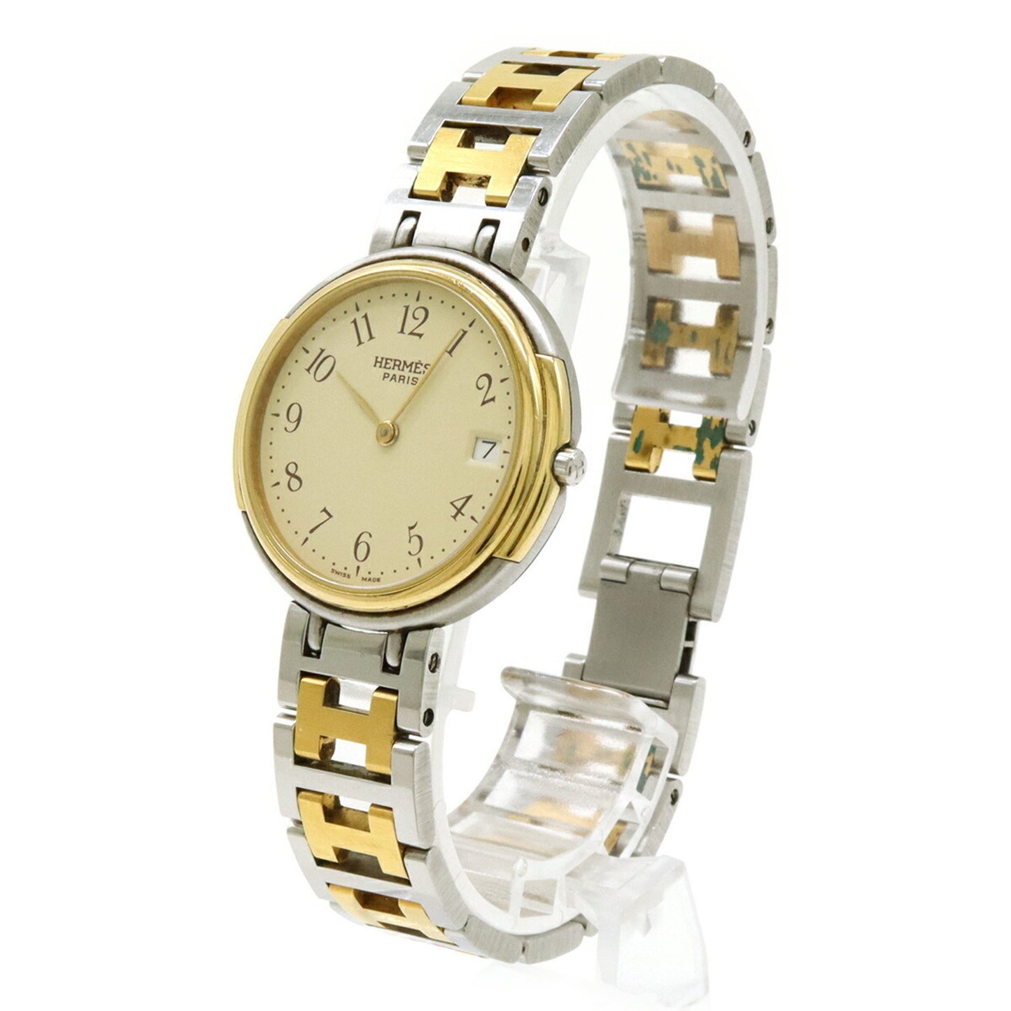 Hermes Windsor Date Ivory Dial Two-Tone Gp Stainless Steel