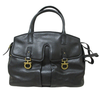 Salvatore Ferragamo Gancini Leather Tote Bag In Black