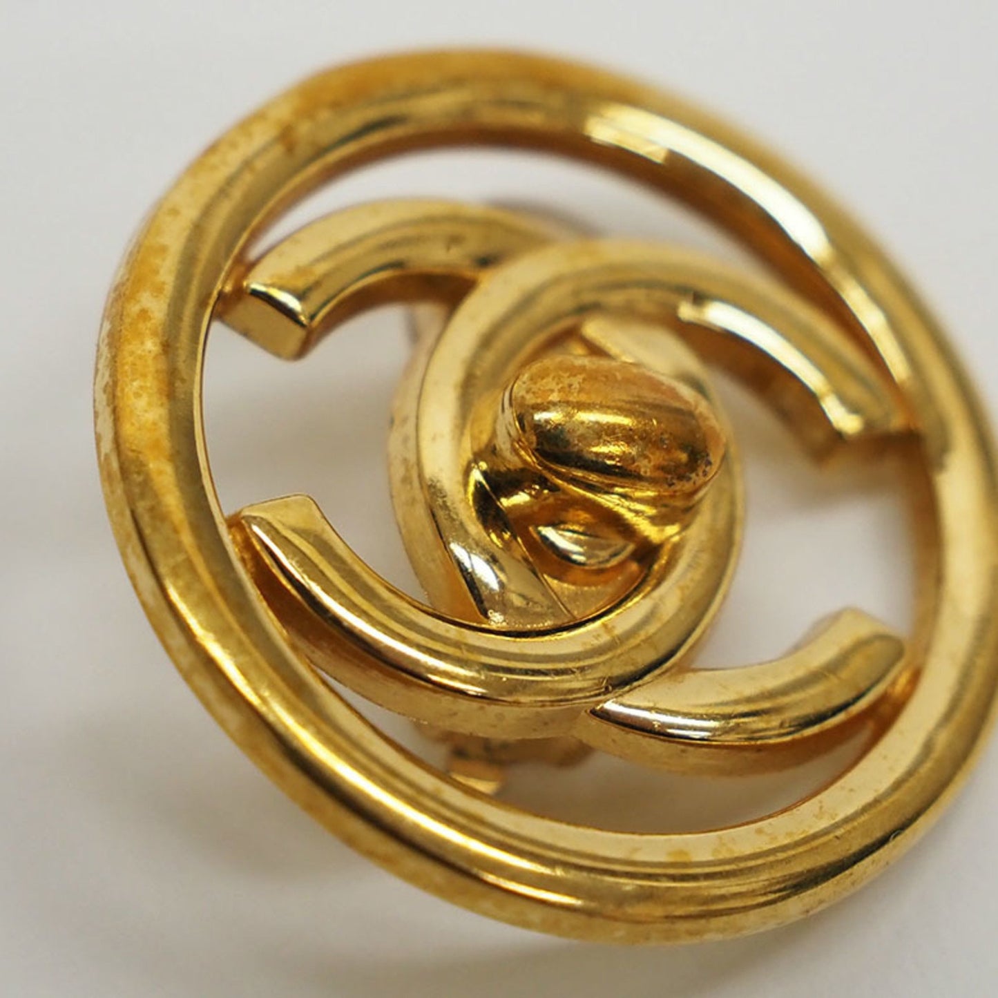 Chanel Turnlock Coco Round Earrings Gold Circle