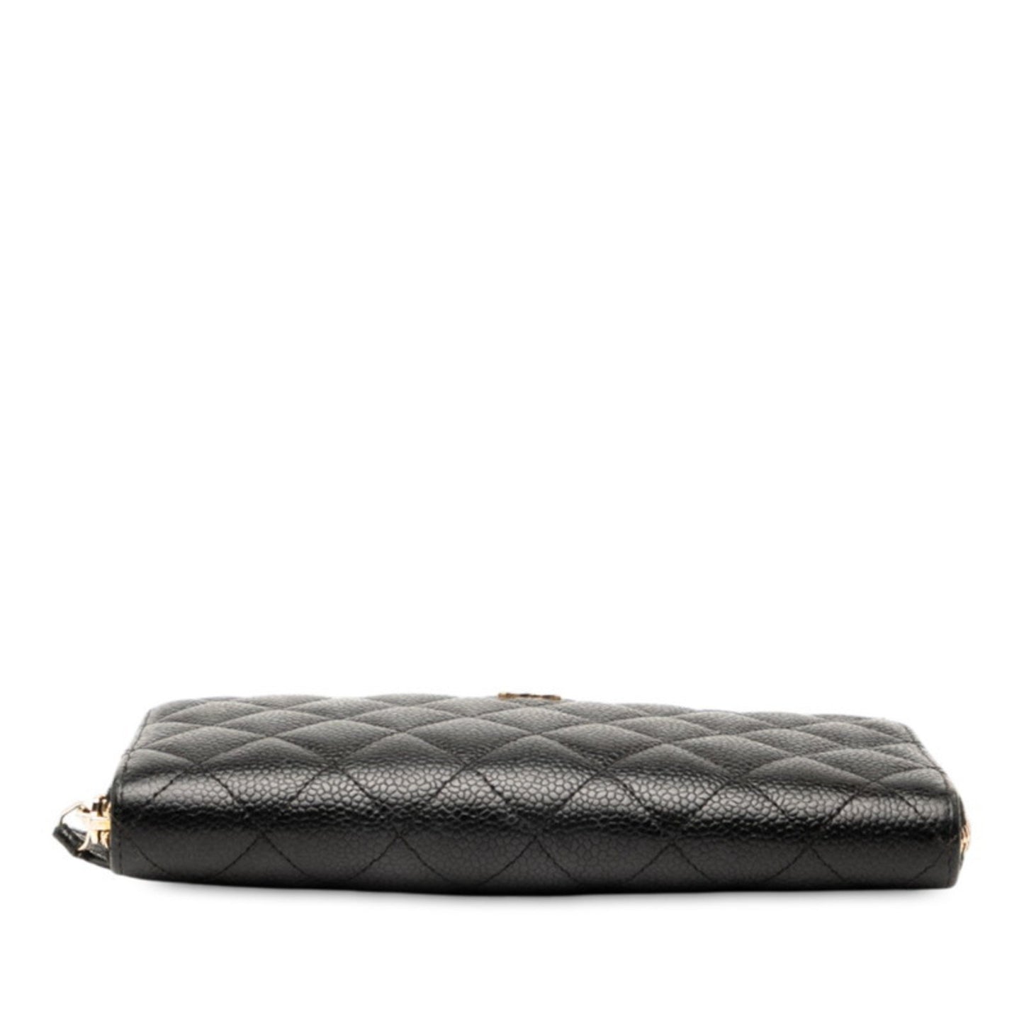 Chanel Matelasse Coco Mark Round Zip Long Wallet In Black Caviar Leather
