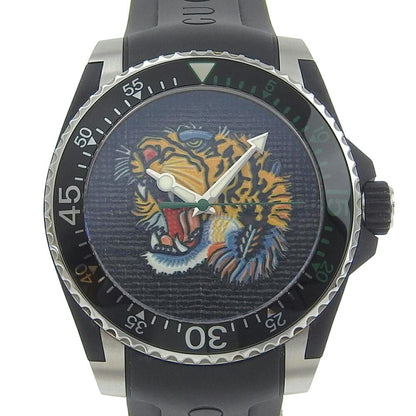 Gucci Dive 136 3 Black Dial Stainless Steel Rubber Quartz Battery