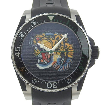 Gucci Dive 136 3 Black Dial Stainless Steel Rubber Quartz Battery