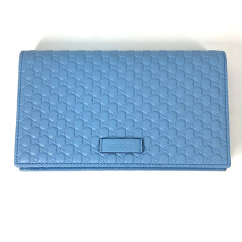Gucci 466507 Micro Guccissima Bifold Long Wallet Crossbody Bag 3Way Shoulder Bag Blue