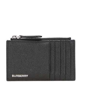 Burberry Logo Fragment Case Card Black Leather