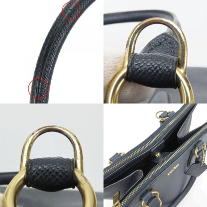 Coach Handbag Crosby Carryall F14928 Leather Navy Shoulder Bag