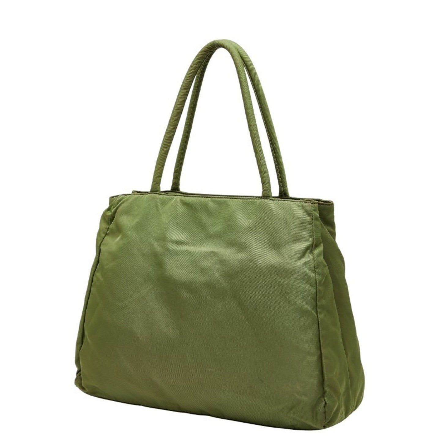 Prada Triangle Logo Plate Tote Bag Green Nylon
