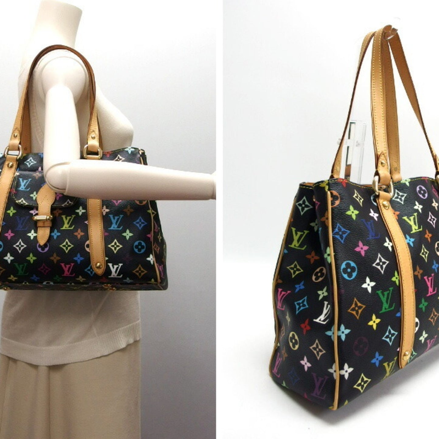 Louis Vuitton Monogram Multicolore Aurelia Mm Tote Bag Black