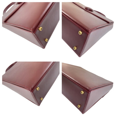Cartier Must Line Wine Red Bordeaux Gold Hardware Leather Handbag
