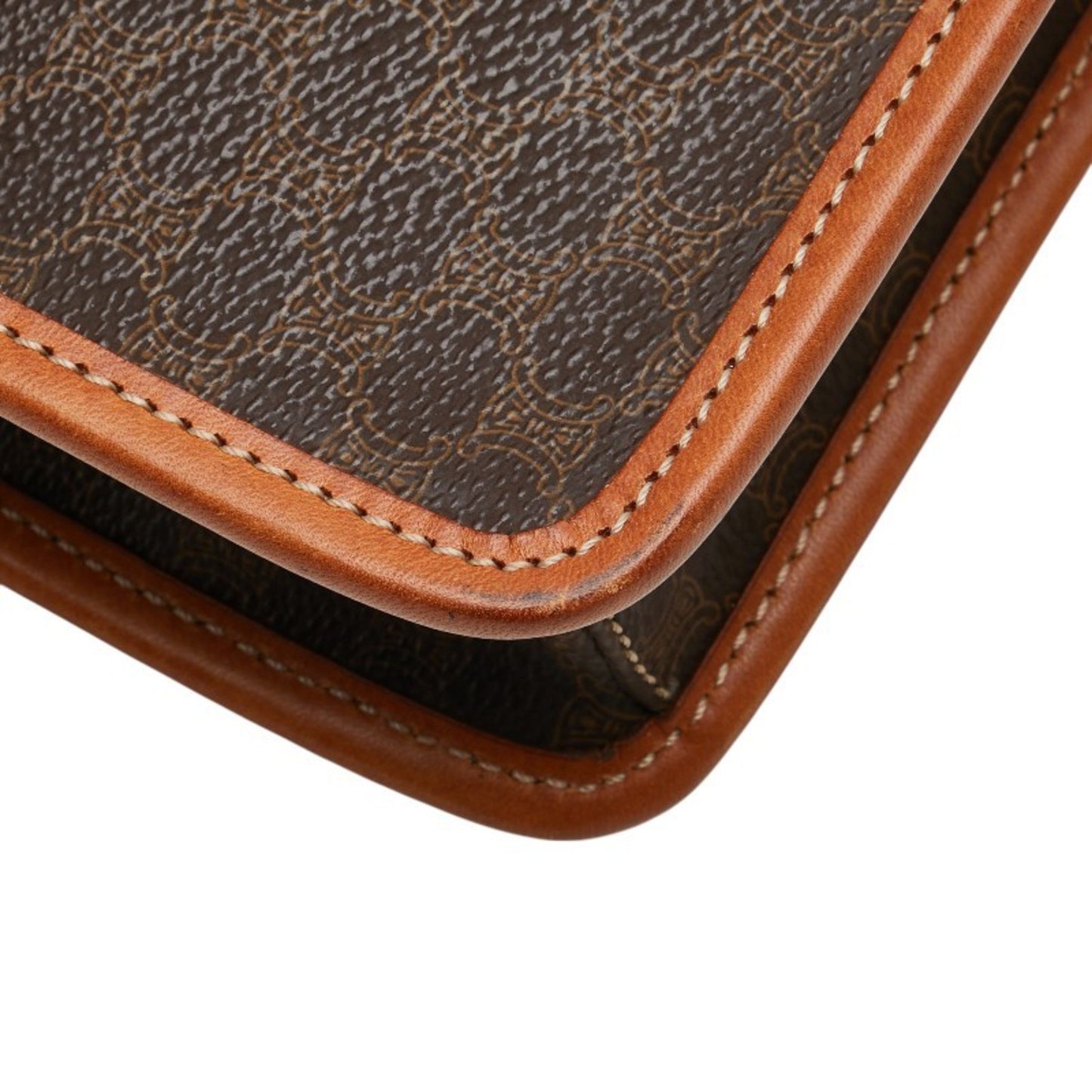 Celine Macadam Shoulder Bag Brown Leather